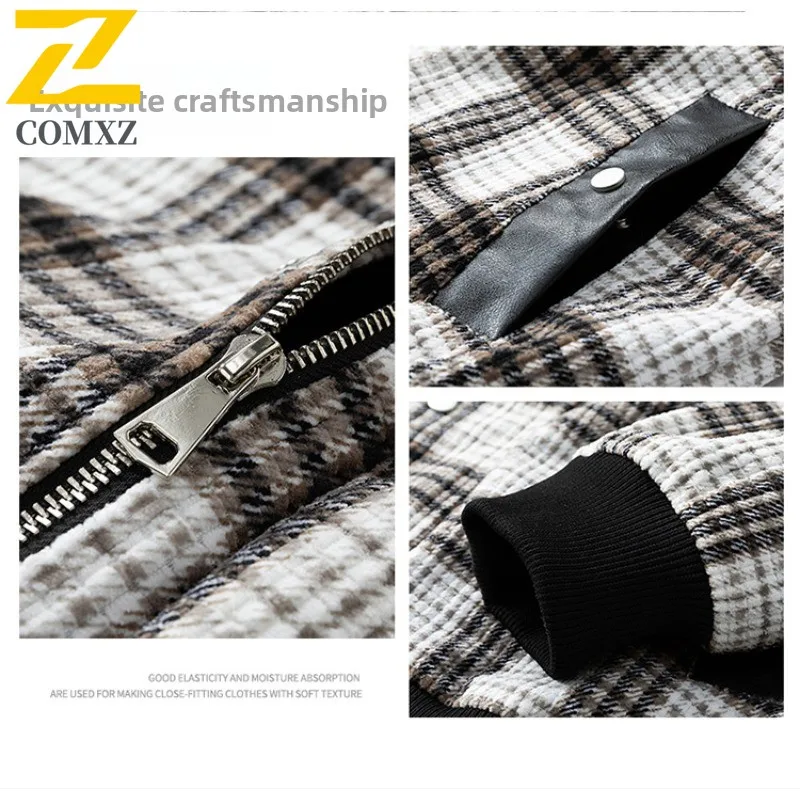 Men's Japanese Style Work Jacket Oversized Plaid Waterproof windproof Coat Vintage Utility Outerwear Loose Fit Casual Streetwear