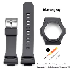Protective Resin Watch Case with Rubber Strap and Accessory Tools (Grey)
