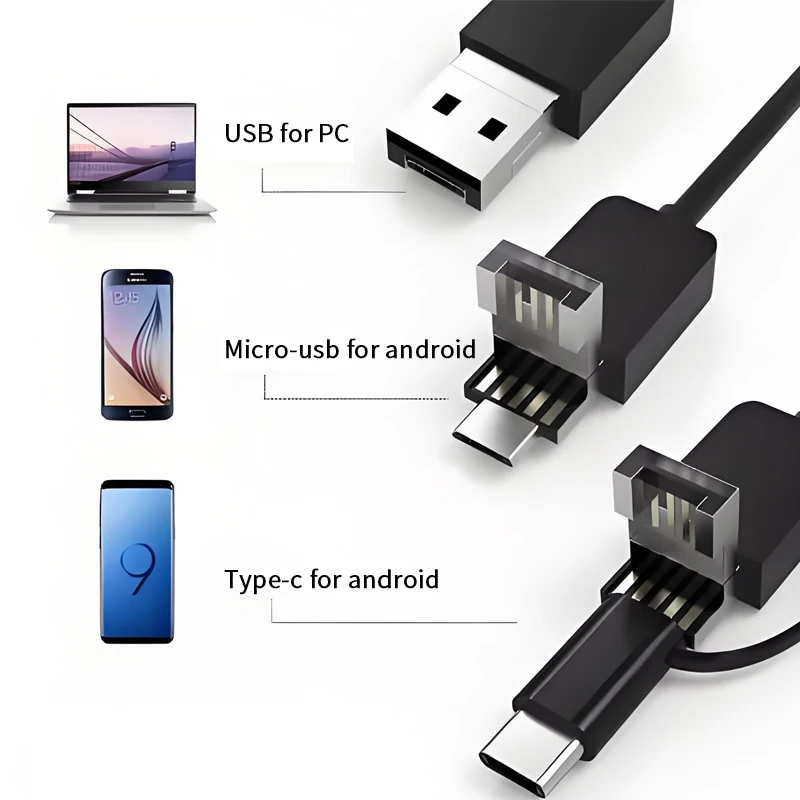 디어씨 언락 툴즈 1.6mm 미니 스네이크 카메라 라이트 포함 3 in 1 USB 안드로이드 산업용 내시경