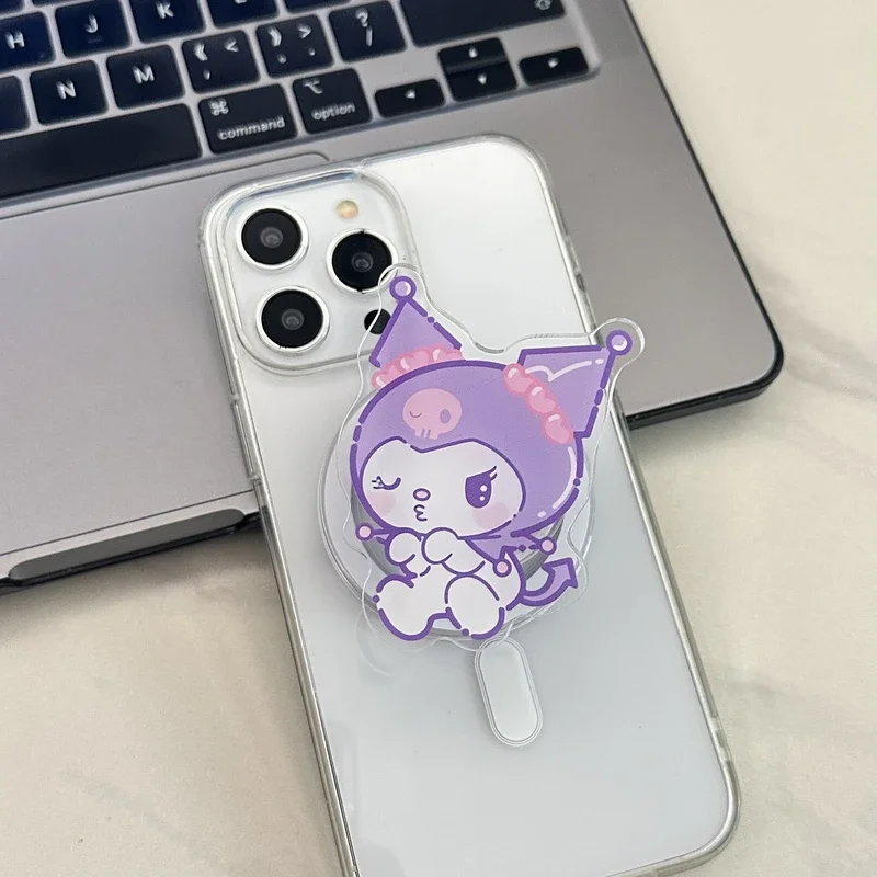 Sanrio Hello Kitty Kuromi Pochacco 멜로디 Magsafe 마그네틱 폰 그립 Tok 스탠드 iPhone 접이식 무선 충전 홀더