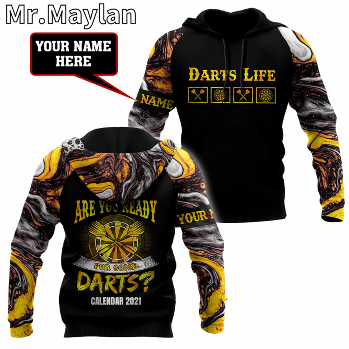 

PERSONALIZED NAME LOVE DARTS Sport 3D Unisex Hoodie Men/Women Sweatshirt Streetwear Zip Pullover Casual Jacket Tracksuits S-088