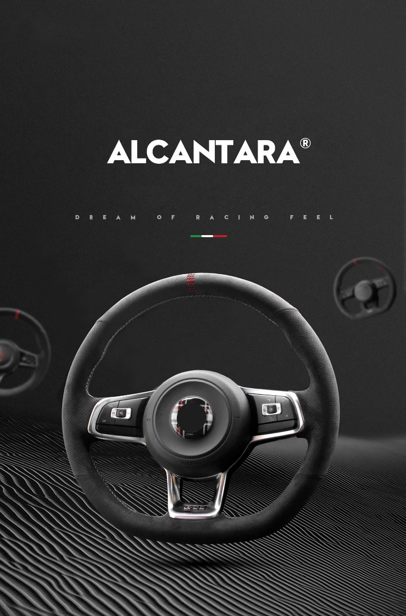 100% Real Alcantara Steering Wheel Cover for Volkswagen VW Golf