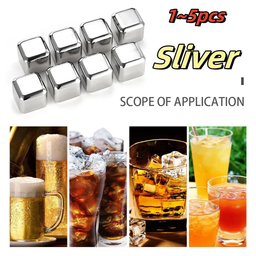 Stainless Chilling Stones Beverage Wine Bar Accessories Metal Ice Cubes For Drinks Reusable Stones For Wine
