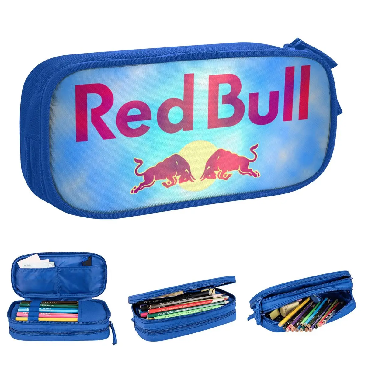 Reds Double-Bull Pencil Case Pen Bag Per Studenti Large Storage Materiale Scolastico Regali Pencilcases