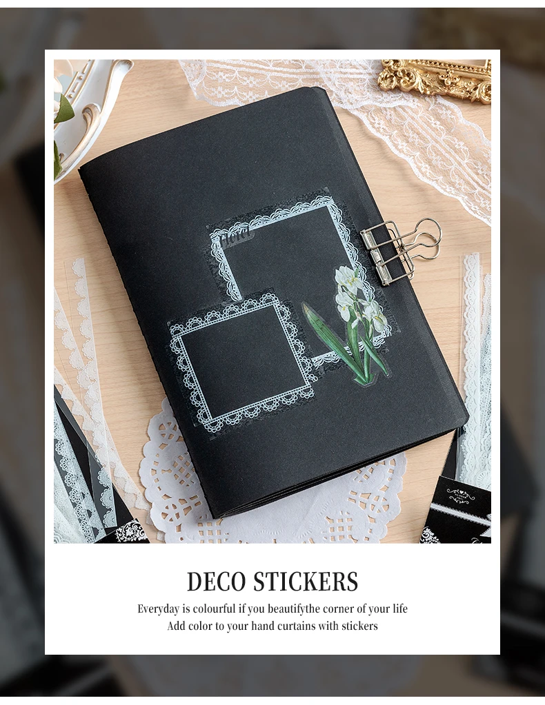 JIANQI 30 teile/paket Streifen spitze Decor PET Aufkleber Collage Junk Journal DIY Scrapbooking Selbstklebende Kreative Handwerk Aufkleber – Detail 11