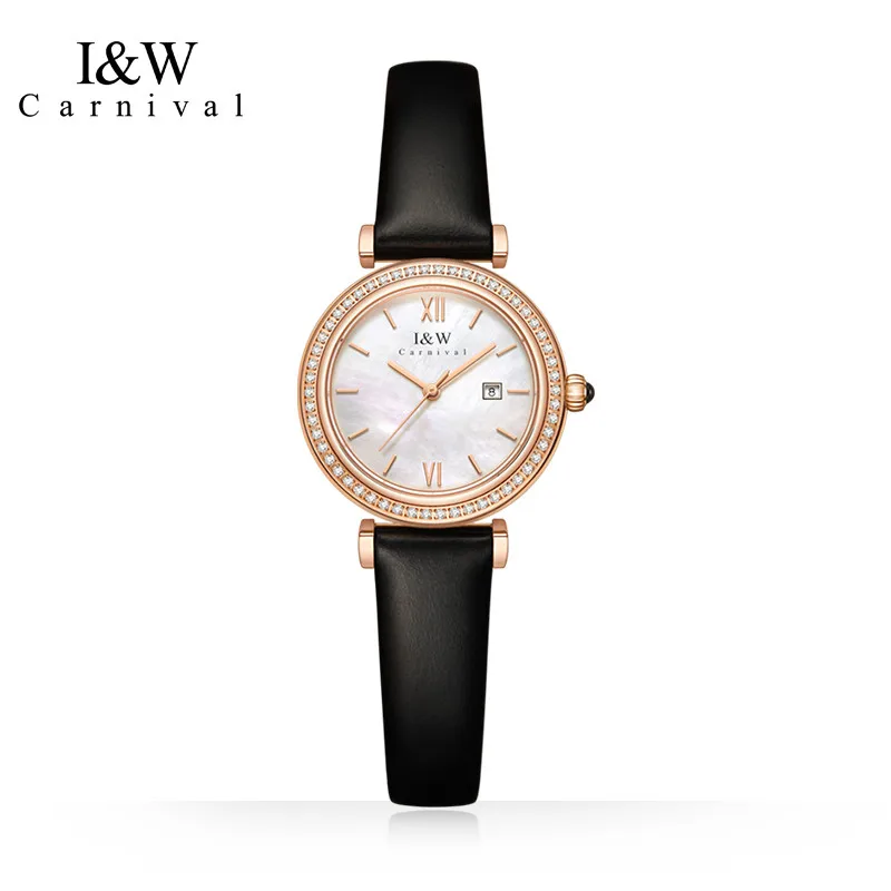 Relogio Feminino CARNIVAL Brand Fashion Rose Gold Watch for Women Ladies Waterproof Quartz Wristwatch Sapphire Clock Reloj Mujer