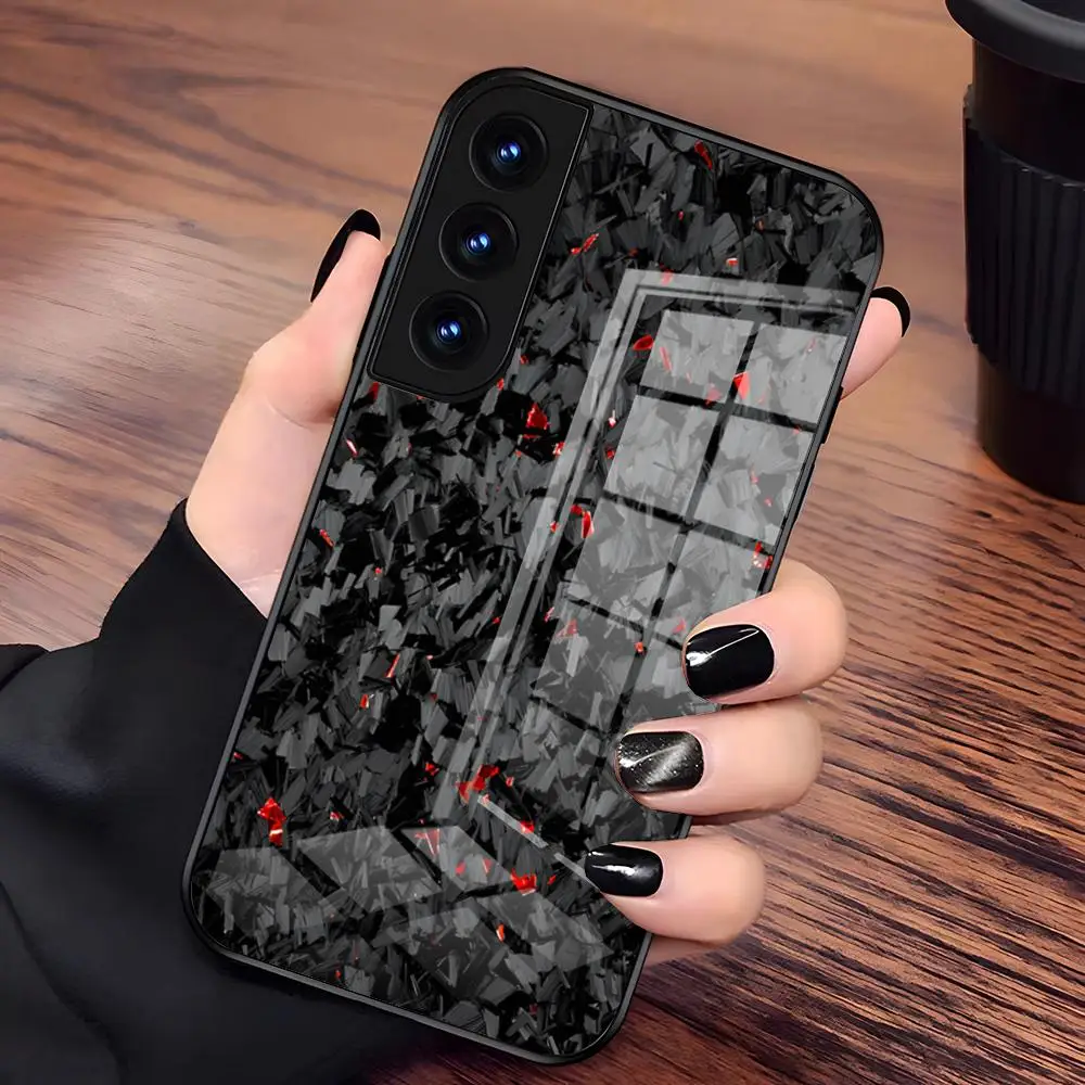 Premium Forged Carbon Fiber Shockproof Glass Phone Case