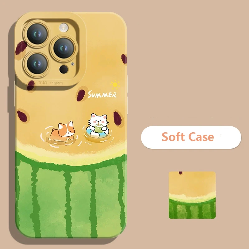 Summer Cool Watermelon Cat Phone Case - Refreshing Design Cover