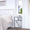 3-Tier Side Table, Set of 2 End Tables with Tempered Glass, Nightstands with Storage Shelves, Slim Sofa Table for Living Room, 5