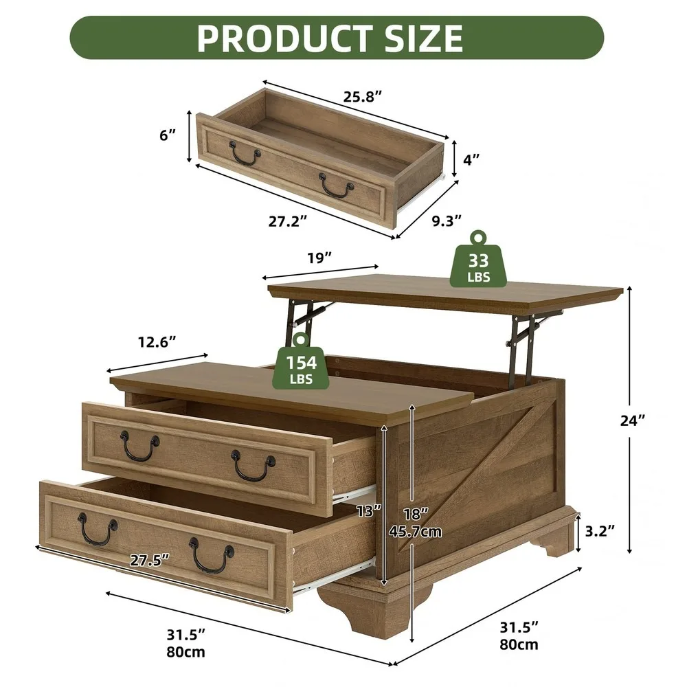 Square Lift-Top Coffee Table 5