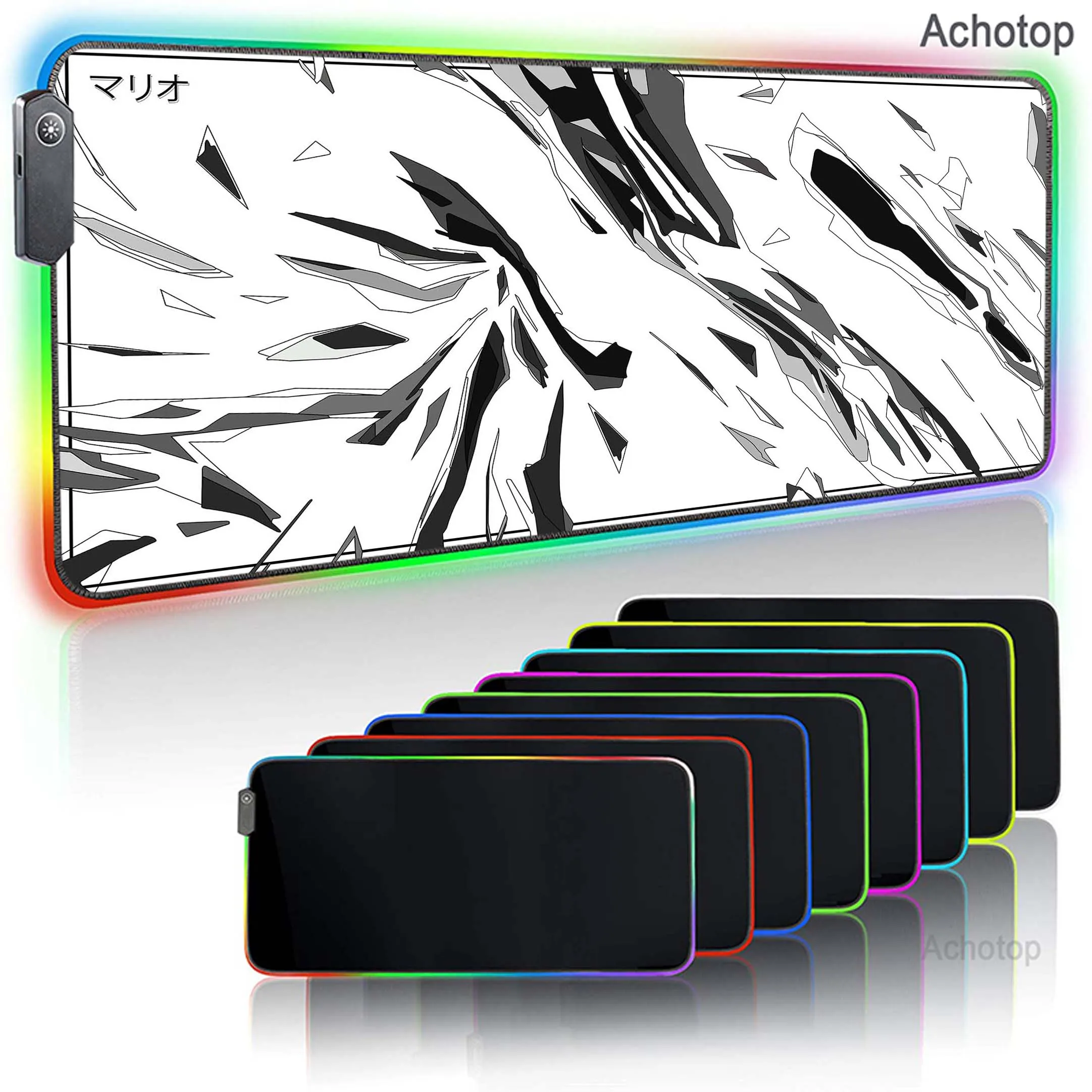 

Black and White RGB Gamer Backlight Mousepad Large Gaming Mouse Pad Locking Edge Mouse Mat XXXL Desk Mat Computer Keyboard Pads