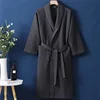100% coton Couple Robe gaufre peignoir Robe Kimono Yukata maison vêtements décontracté femmes vêtements de nuit printemps été vêtements de détente