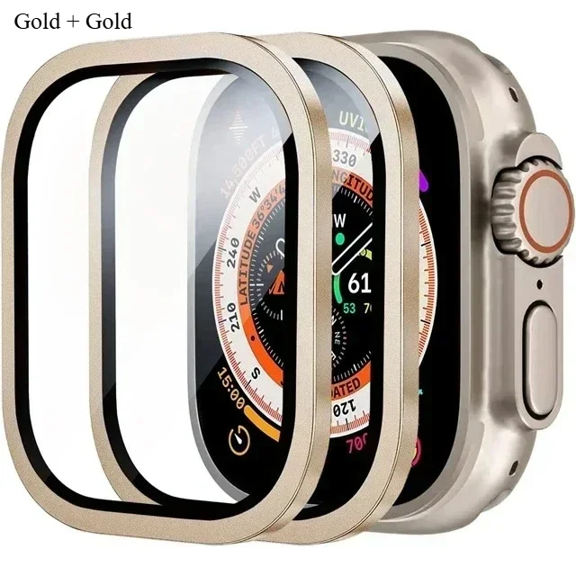 Premium Tempered Glass Screen Protector with Metal Bumper for Apple Watch Ultra 49mm - 2 Pack, Anti-Scratch, HD Clarity