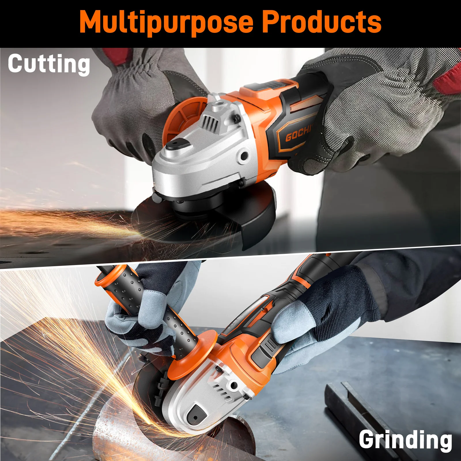 Cordless Angle Grinder Brushless Tool with 4Ah Li Ion Battery