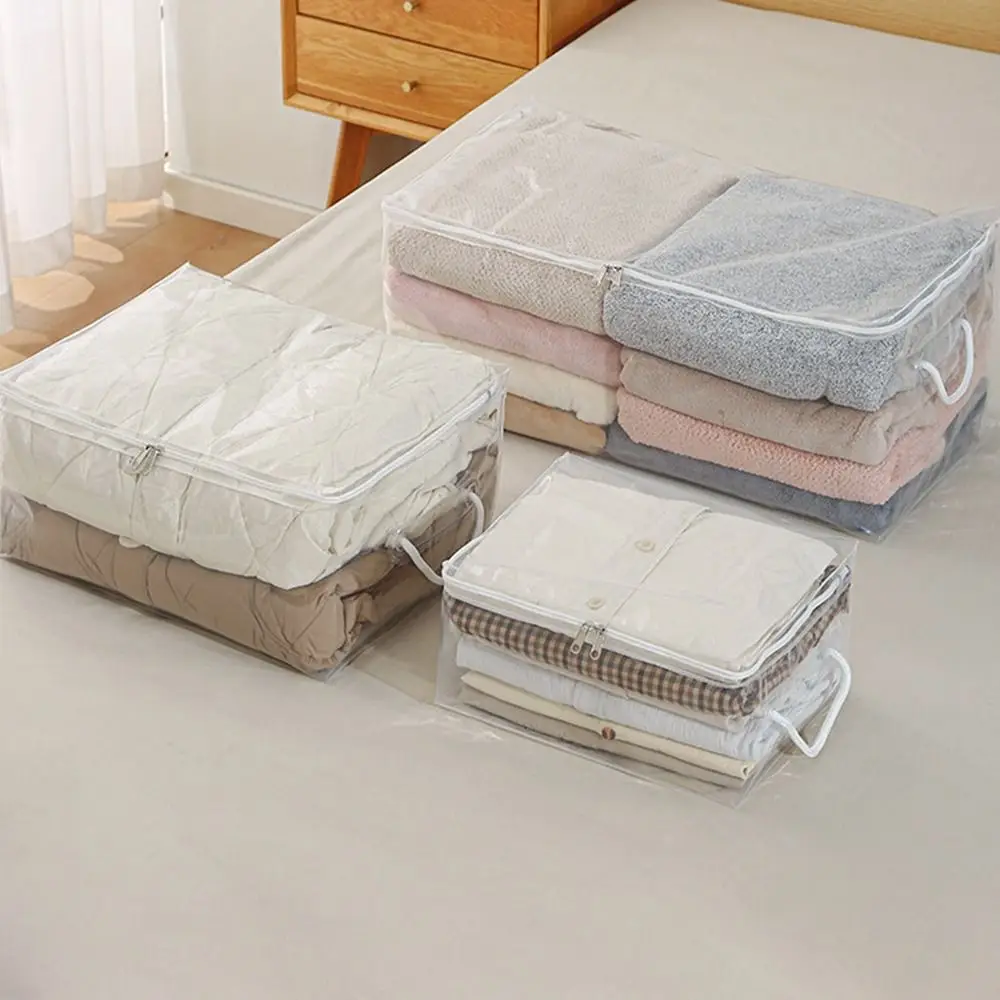 Transparent Quilt Storage Bag Large Capacity Waterproof Clothes Storage Organiser with Handle Dustproof Clothes Storage Bag 4