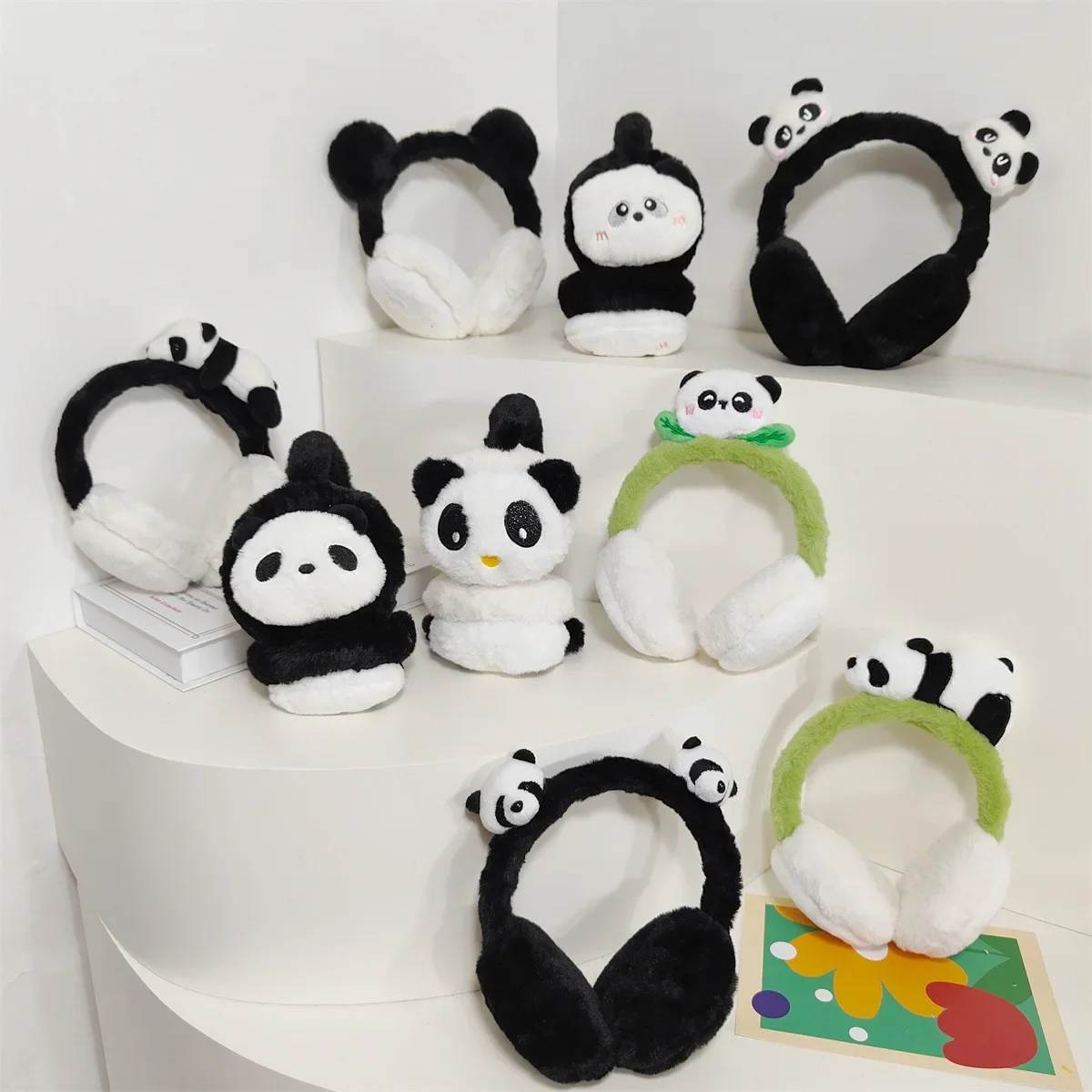 Cute Panda Theme Plush EarMuffs for Kids Girls Ear Warmer Ear for Winter Children Student Warm Tool
