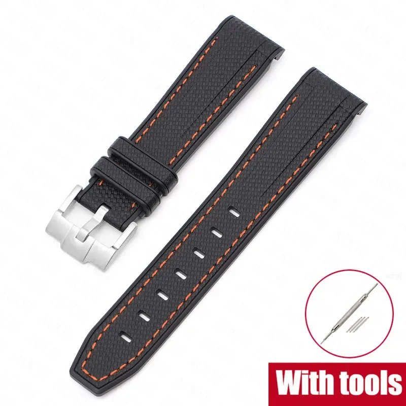 Enhanced Silicone Rubber Watch Band with Curved End - 20mm Diving Wrist Bracelet