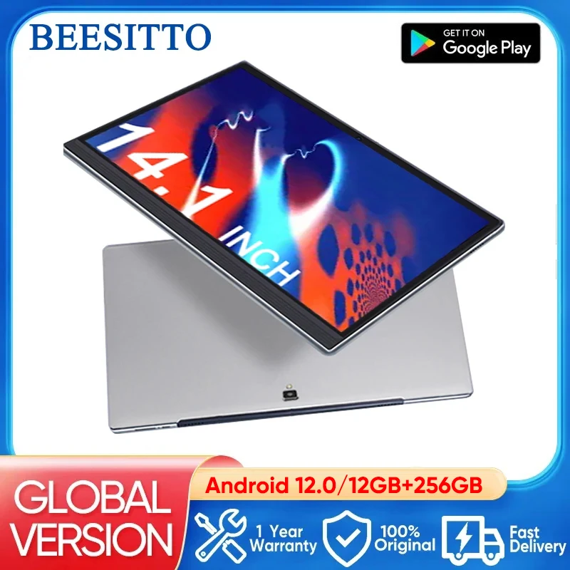 Versione Globale Super 14.1 Pollici Tablet 12 + 256Gb Android 12.0 4G Lte Telefonata Ips Kids Pad 2 In 1 Tablet Laptop Play Store