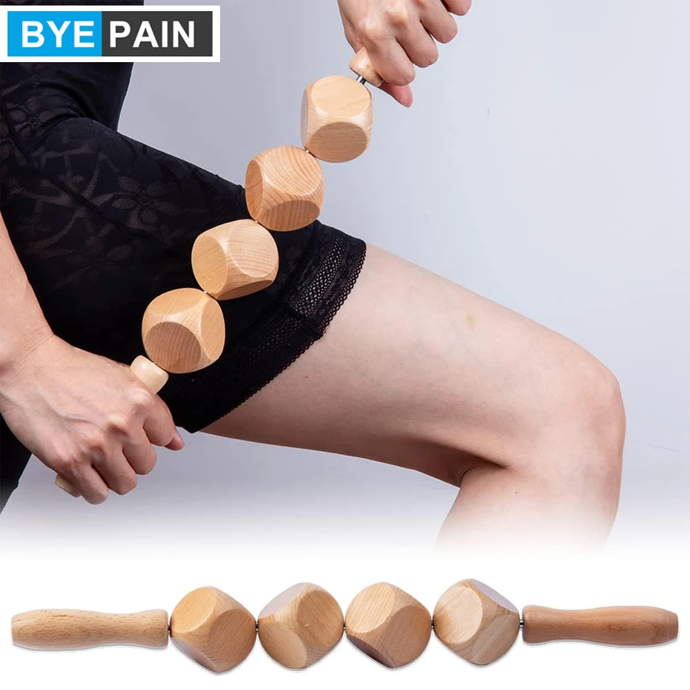 1Pcs Wooden Massage Roller - Cube Body Roller for Cellulite, Dice Cellulite Roller for Pain Relief, Wooden Massage Tool