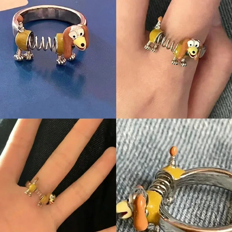

Movie Toy Story Cartoon Slinky Dog Ring Adjustable Metal Rings For Women And Girl Cute Party Accessories Jewelry Gifts