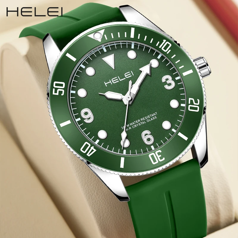 HELEI new 2024 men's watch delicate dial fashion quartz watch men's quartz watch waterproof luminous men's luxury watches