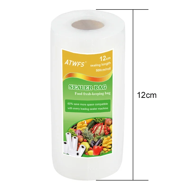 Saco de vácuo para embalagem de alimentos, sacos seladores a vácuo para armazenamento de alimentos, mantém produtos frescos, 12/17/20/25/28cm * 500cm, 1 rolo