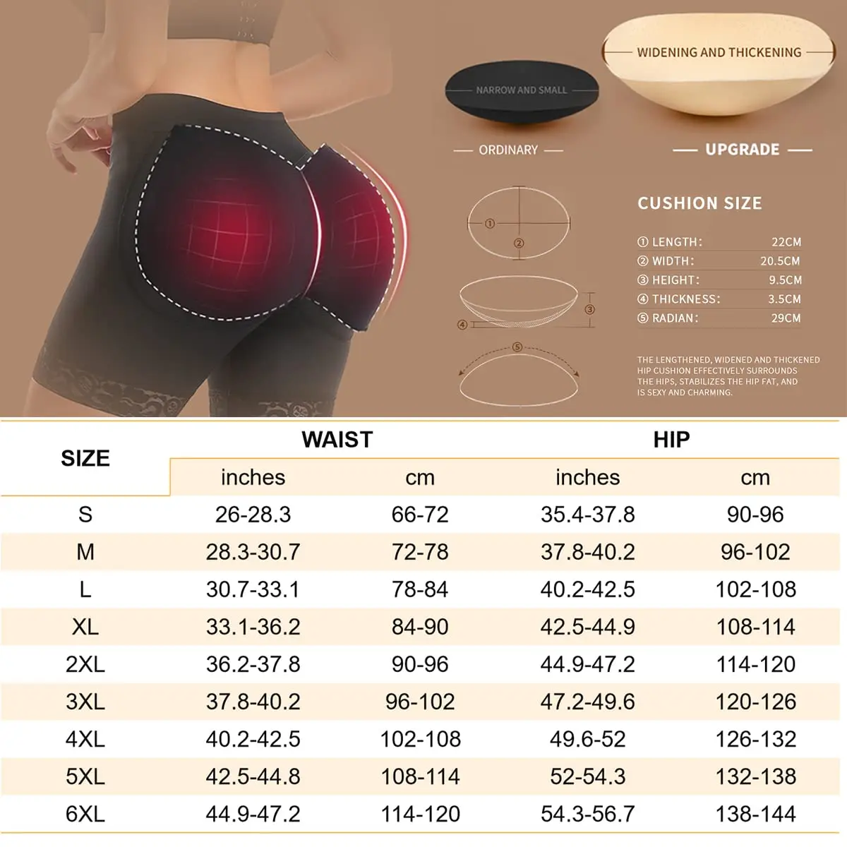 Naturalour Women Knickers Padded Lace Panties Shaper Bum Butt Hip Booster  Enhancer Underwear