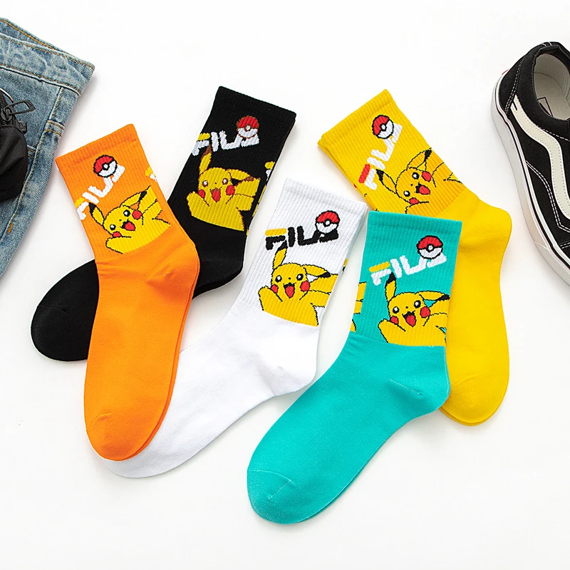 

Cute Pokemon Pikachu Cartoon Socks Anime Figures Squirtle Men Women Funny Boat Socks Winter Cotton Sock Combed Cotton Sock Gift