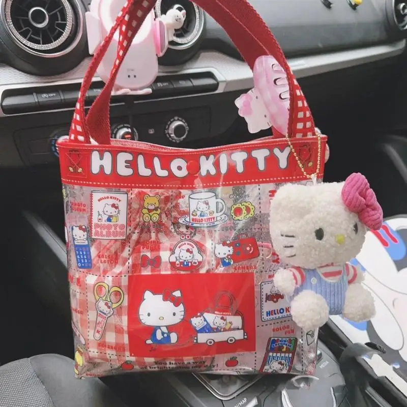

Kawaii ПВХ Большая вместительная сумка через плечо Sanrios аниме Hello Kitty Милая мультяшная портативная женская сумка для студентов