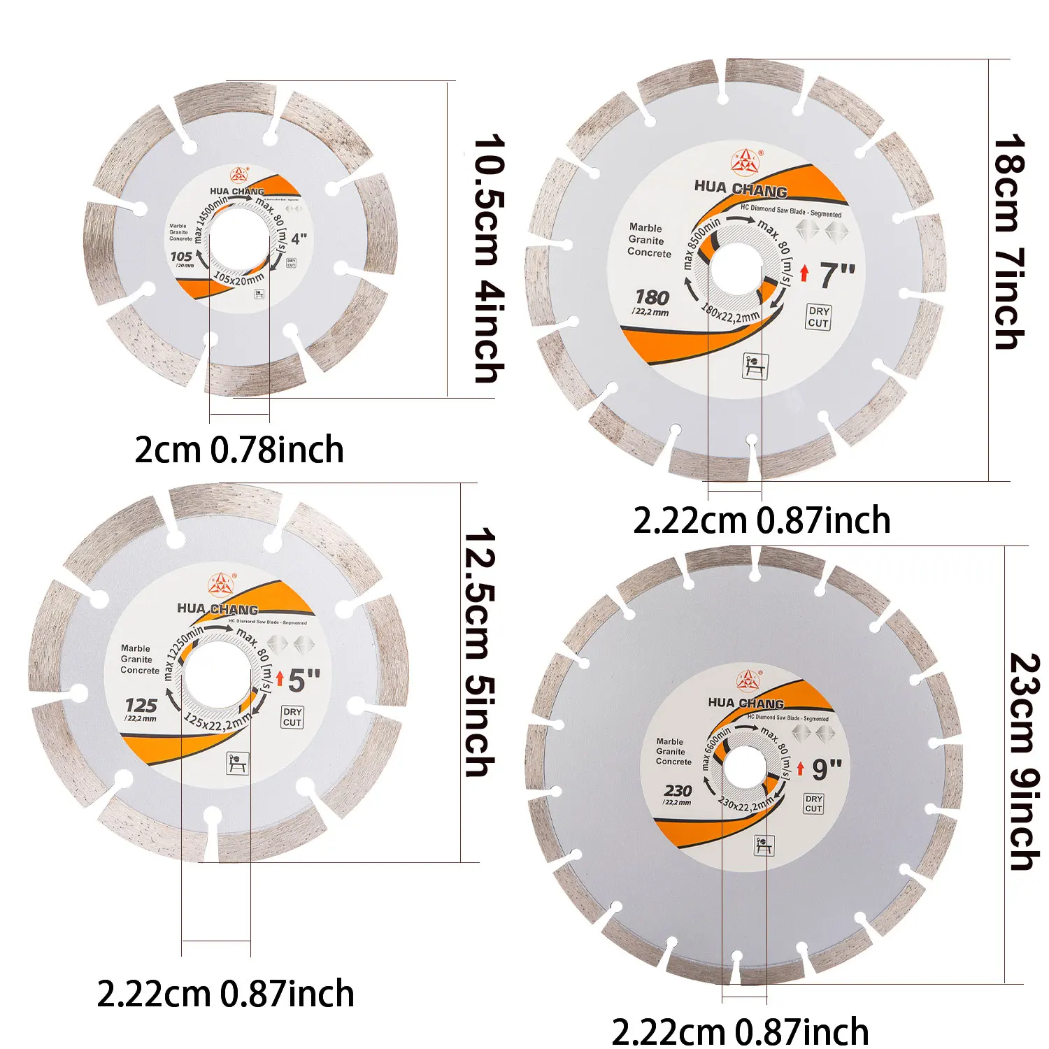 Diamond Saw Blade 4/5/7/9 Inch Diamond Saw Blade Dry Cutting Cold Pressing Disc Circular Blade For Marble Concrete Ceramic Granite Tools