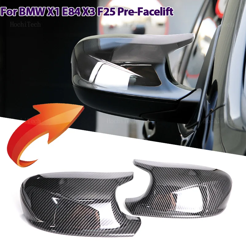 

M Carbon Fiber Glossy Black Replacement Rearview Side Mirror Covers Cap For BMW X3 F25 X1 E84 Pre-LCI 2010 2011 2012 2013