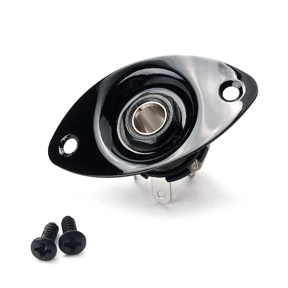 

Indented 1/4 Inch Oval Guitar Pickup Output Input Jack Plug Socket 6.35mm With Mounting Screws For Electric Guitar Bass