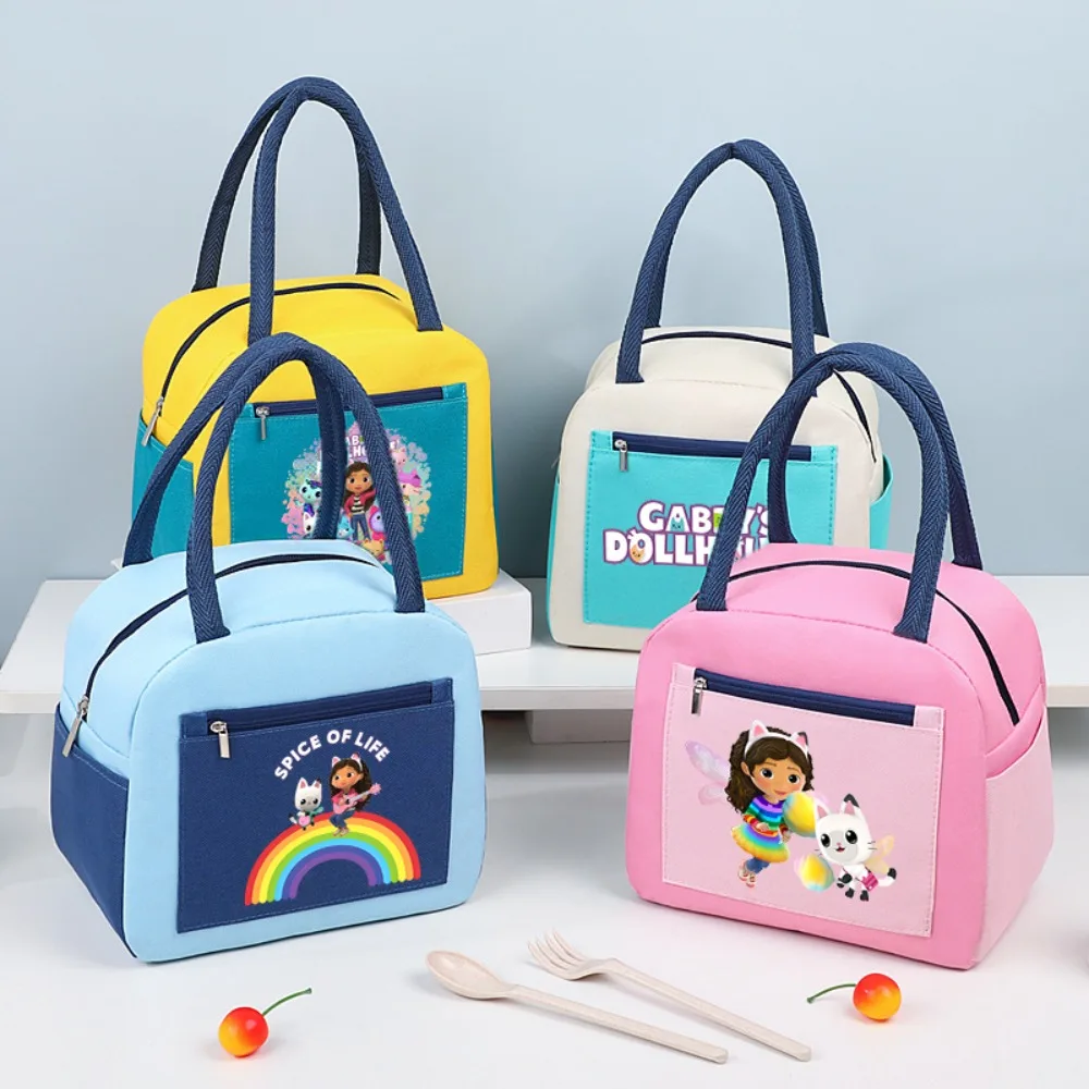 Gabby Dollhouses Kids Cartoon Cute Lunch Bag Bambini Anime Printed Food Insulation Bags Girls Fashion Borse Di Grande Capacità