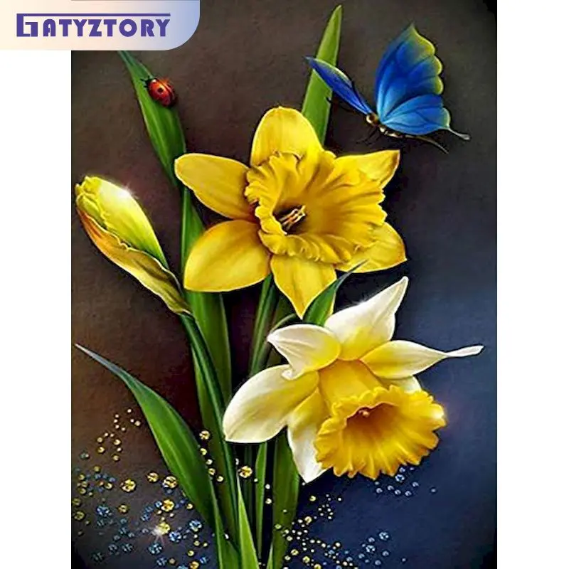 

GATYZTORY DIY Diamond Painting Embroidery Kit Wall Sticker Diamond Mosaic Full Flower Square/Round Handmade Gift