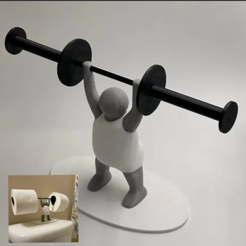 Funny Weightlifter Toilet Paper Holder Rack Shelf Tissue Roll Hanger Tissue Towel Roll Dispenser Bathroom Kitchen