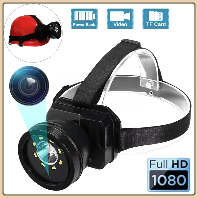 1080P Full HD Headlight DV Mini Action Camera Portable Headlamp Video Recorder Loop 2 LED Built-in 4000mA USB IPX4 Waterproof 1