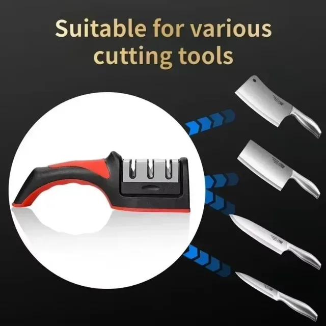 Affûteur de couteaux 3/4 en 1, système d'affûtage à trois étages pour couteaux de cuisine/ciseaux/outils, pierre à aiguiser portative 6