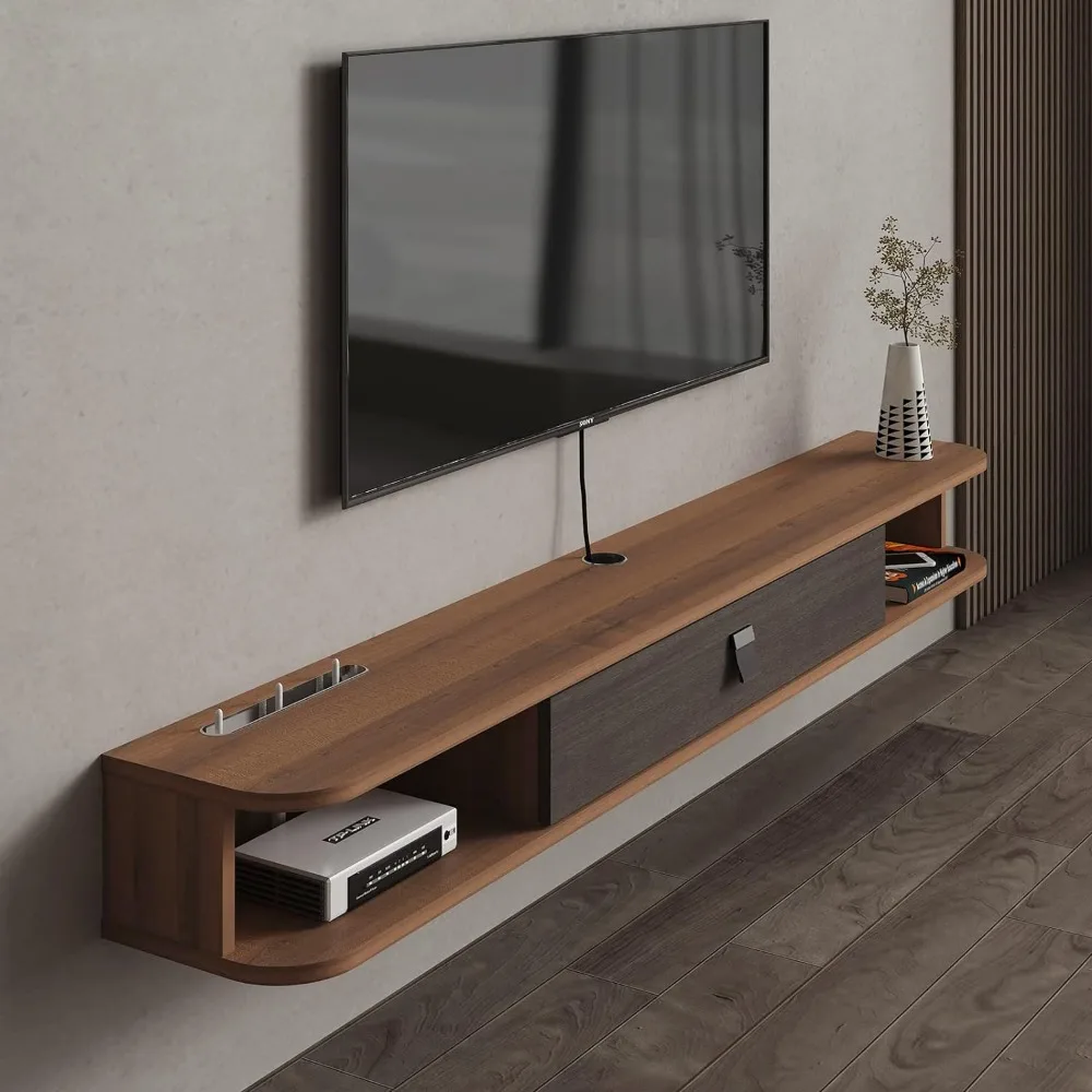 

Floating TV Shelf, 70'' Wall Mounted TV Stand Floating Console Media Entertainment Under Shelf for Bedroom Livingroom