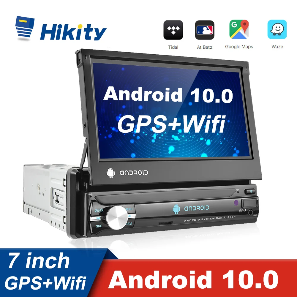 Hikity 1 Din Car Radio Android10 7" Retractable Screen Multimedia Video Player For Nissan Toyota Lada Kia Suzuki Car Audio best buy car audio