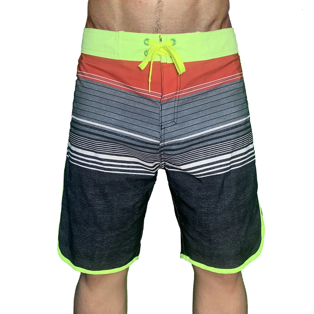 Hot beach high bounce youth spot black striped summer print casual beach pants men elastic-free surf pants