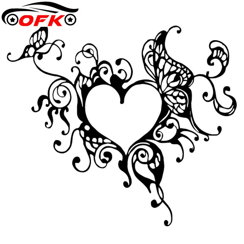 Car Stickers Decor Motorcycle Decals Heart Swirl Butterfly Floral Girls Art Decals Decorative