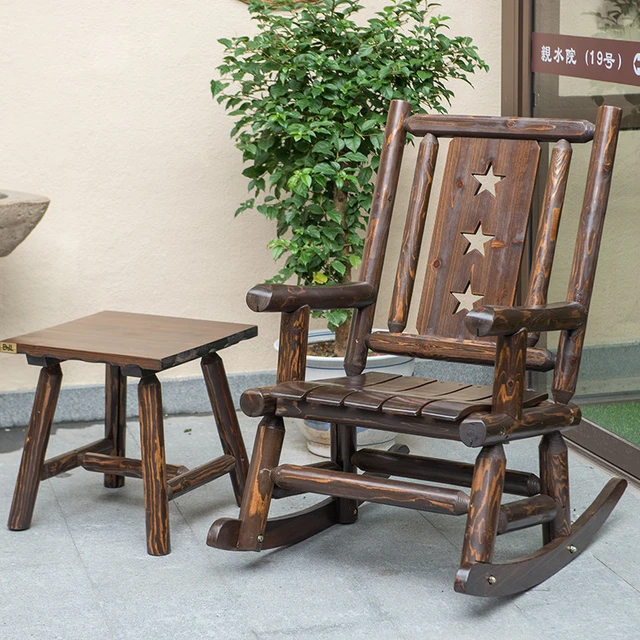 Sedia a dondolo da esterno in legno antico portico in legno poltrona  rustica a dondolo singolo per il tempo libero per ponte, balcone o uso  interno - AliExpress