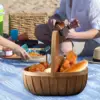 Wood Chip Picnic Basket with Handle Easter Basket Farmhouse Decor Vegetable Snack Basket for Foods or Small Sundries 1