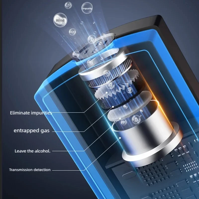 Portable Driver Drunk Breath Alcohol Tester Rechargeable Digital Non-Contact Breathalyzer Air Blowing Alcohol Tester