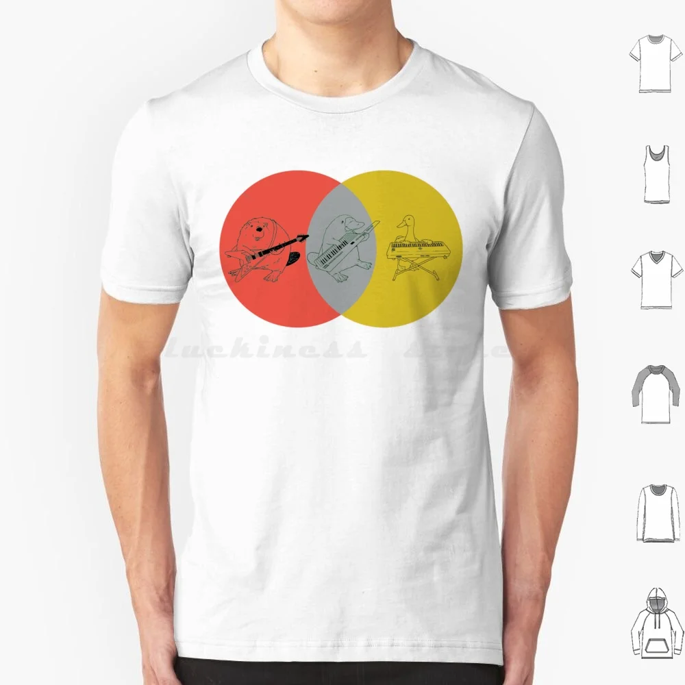 Keytar Venn Diagramma-Rosso Grigio Giallo T Shirt Cotone Uomo Donna Stampa Fai Da Te Keytar Duck Beaver Chitarra Tastiera Venn Diagramma Diagramma