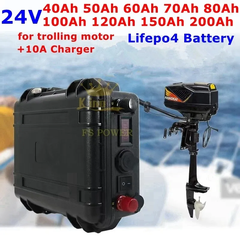 24V 50Ah-200Ah Waterproof Rechargeable Battery for Marine Solar RV Power