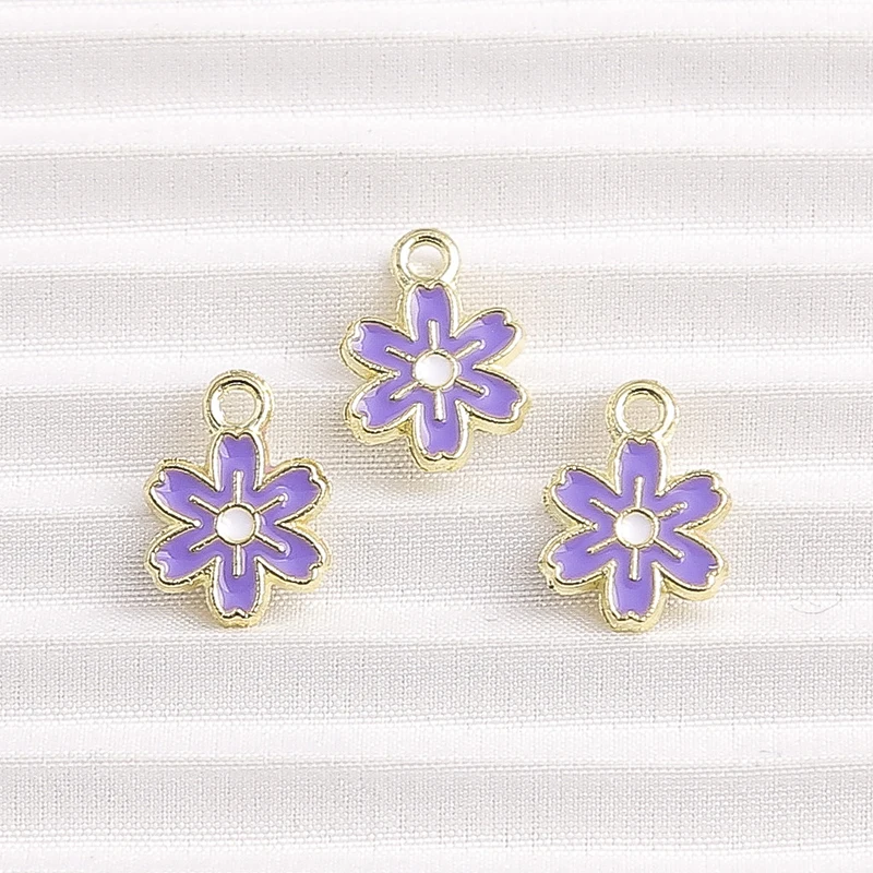 10 stücke 9x12mm niedlichen Mini Emaille Blume Charms Anhänger für Schmuck Herstellung Halsketten Ohrringe Armbänder DIY handgemachte Bastel bedarf – Detail 7
