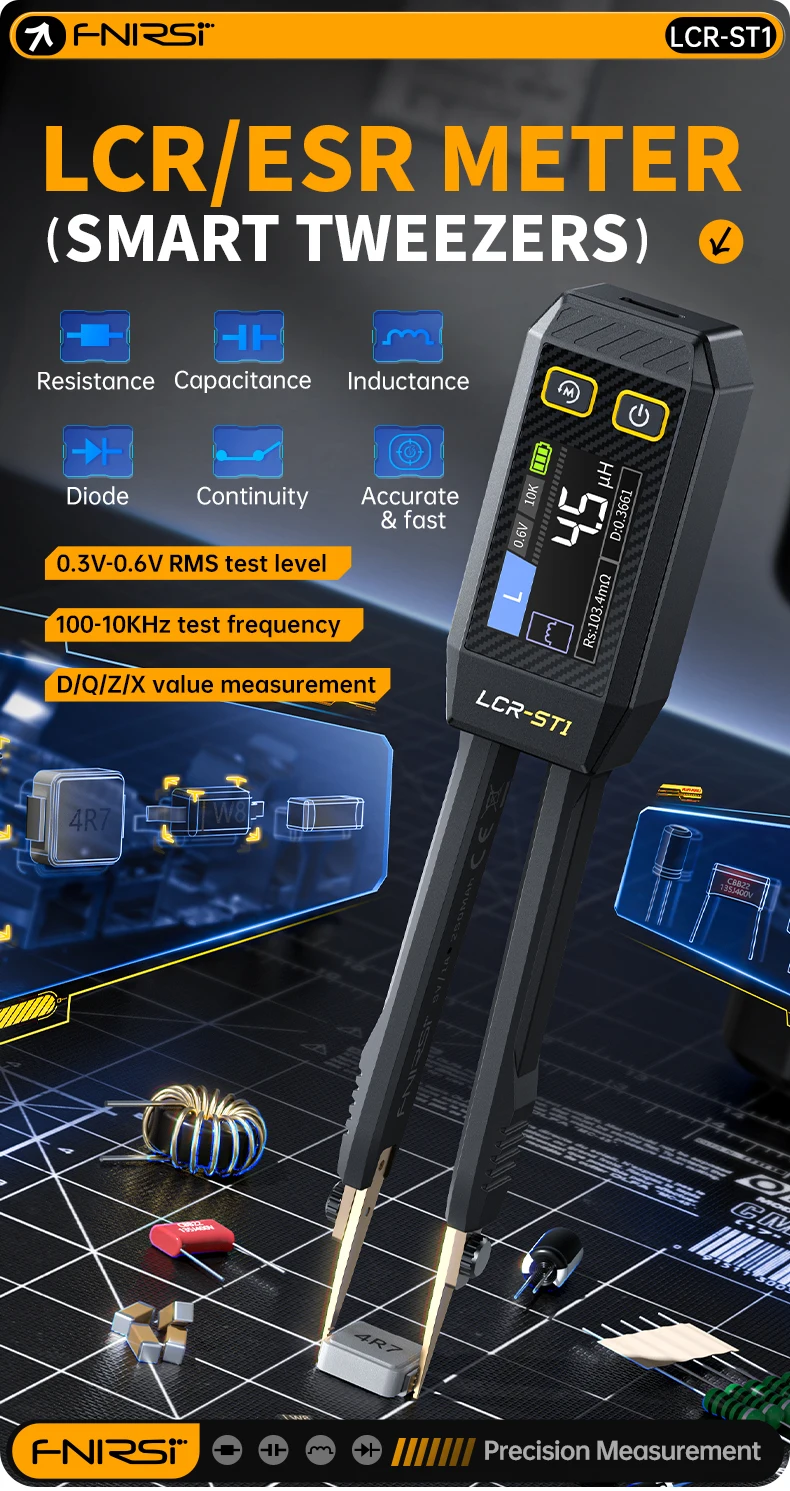 LCR-ST1 Intelligent Tweezers, LCR SMD ESR Tester, Resistance, Capacitance, Induc