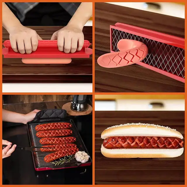 Hot Dog Szeletelő Szerszám Vágó Barbecue Bbq Konyhai Szerszámok Cutter Kolbász Sonka Vágásminta Eszköz