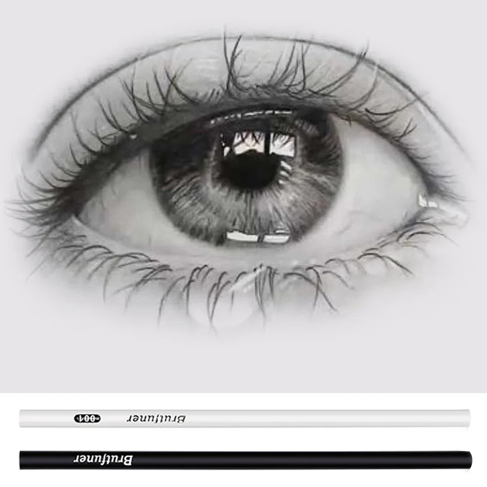 12pcs/Set Black White Color Oil Based Pencil Drawing Sketching Artist Pencils Art Learning Painting School Stationery Supplies 4